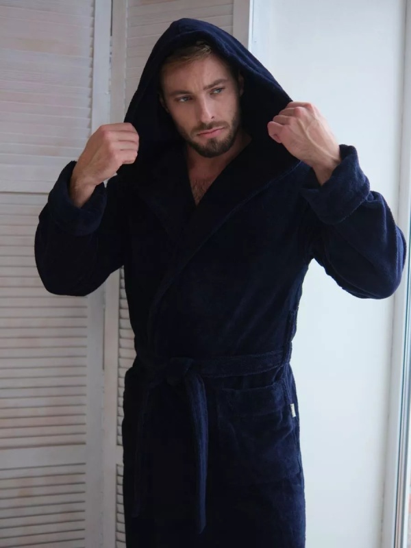 Мужской халат с капюшоном Maximus (Navy)